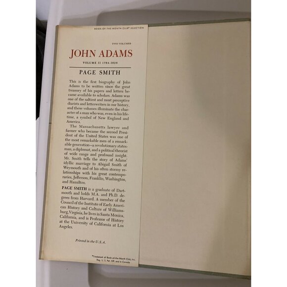 JOHN ADAMS VOLUME II 1784-1826 1st Edition‎ - Picture 4 of 11